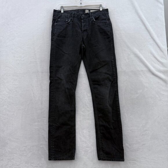 Allsaints Spitalfields Jeans Mens 30x31 Black Straight Leg Button Fly
